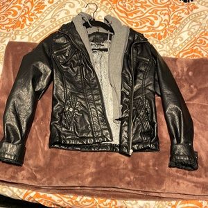 Faux Leather Jacket with detachable fleece lining